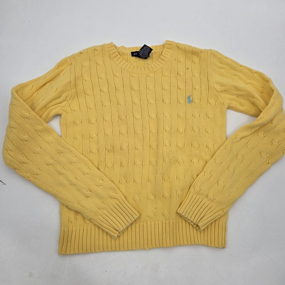 Girls Ralph Lauren Cable Knit Pullover Sweater SZ L Preppy Cotton Japan Classic
